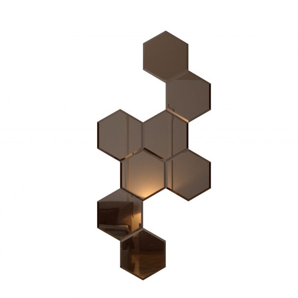 Set Oglinda Bronze cu fazeta, forma hexagon