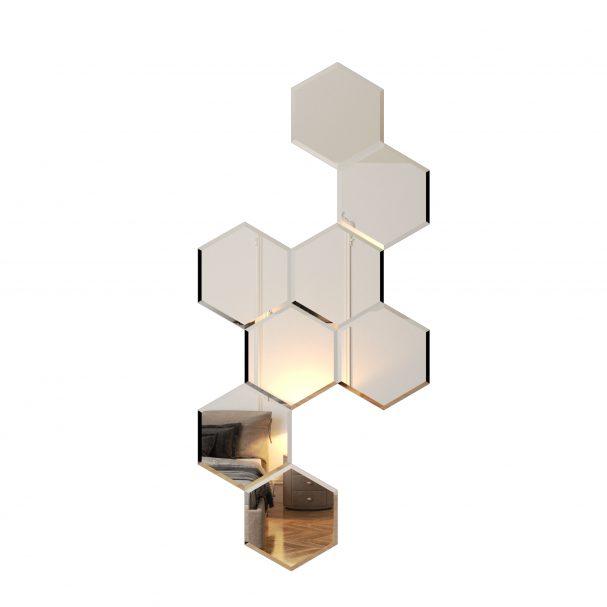 Set Oglinda cu fazeta, forma hexagon