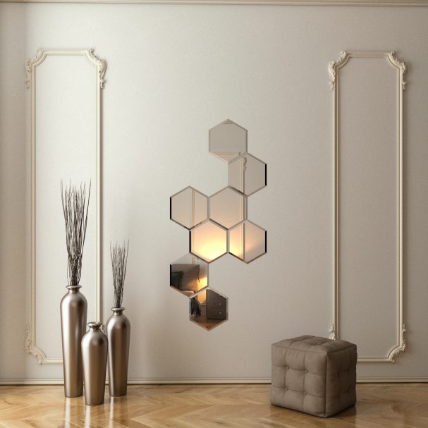 Set Oglinda cu fazeta, forma hexagon