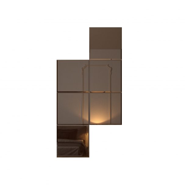 Set Oglinda Bronze cu fazeta 20 mm contur, forma patrata