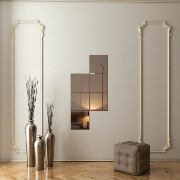 Set Oglinda Bronze cu fazeta 20 mm contur, forma patrata