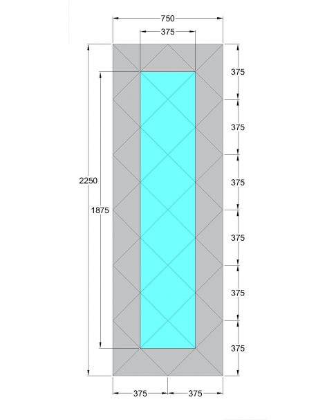 Oglinda Fazeta 750 x 2250 Argintiu cu perimetru Gri