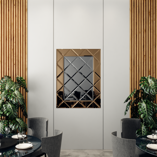 Oglinda Fazeta 1125 x 1500 Gri cu perimetru Bronze