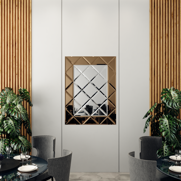 Oglinda Fazeta 1125 x 1500 Argintiu cu perimetru Bronze