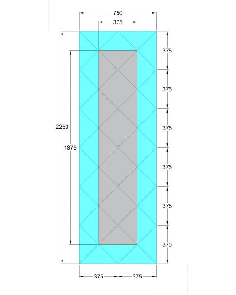 Oglinda Fazeta 750 x 2250 Gri cu perimetru Argintiu