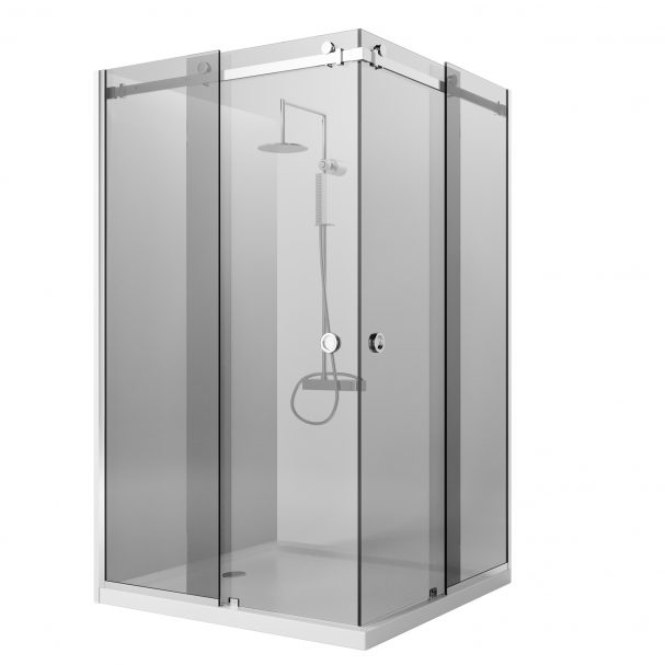 Cabina dus culisanta la 90 de grade gri