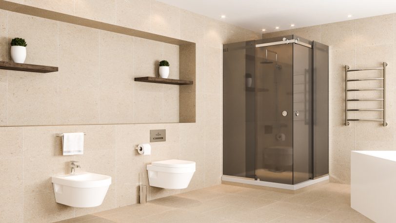 Cabina dus culisanta la 90 de grade gri